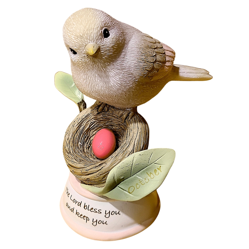 October This is the Day Birthday Birdies Lord Bless You Bird 2014 Figurine Resin